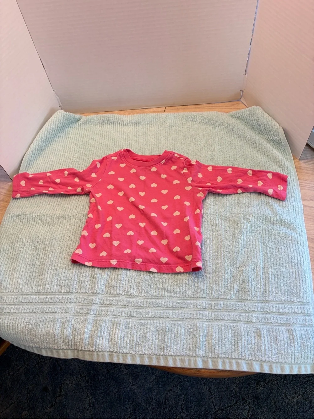 Old Navy Pink Long-Sleeve Tee with White Heart Print